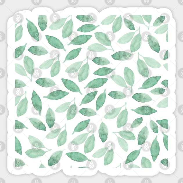 Green foliage leaves | Watercolor | Minimalist Sticker by Harpleydesign